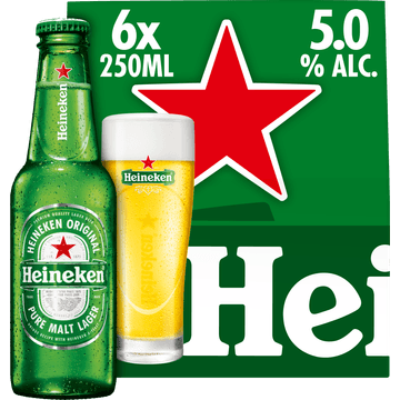 Heineken Premium Pilsener Bier Draaidop Fles 6 x 250ml