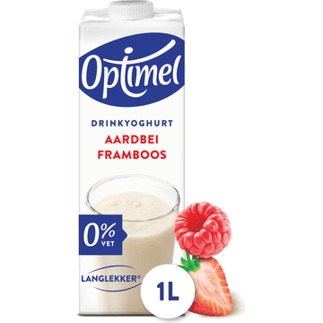 Optimel Langlekker Drinkyoghurt Aardbei Framboos 0% Vet 1 L