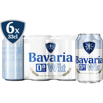 Bavaria - Wit Bier - 0.0% Alcoholvrij - Blik - 6 x 330ML