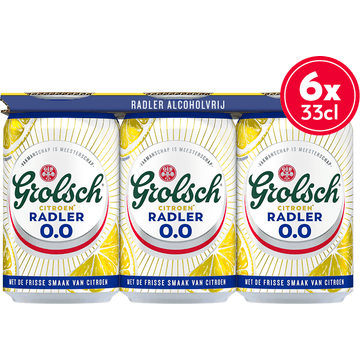 Grolsch - Citroen Radler - 0.0% Alcoholvrij - Blik - 6 x 330ML