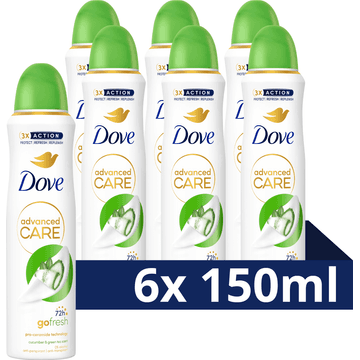 Dove Advanced Care Go Fresh Anti-Transpirant Deodorant Spray Cucumber & Green Tea - 6 x 150 ML