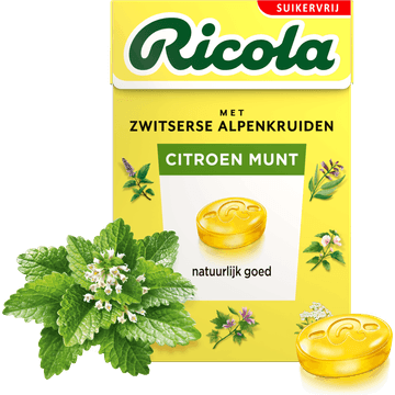 Ricola Citroen Munt suikervrij doosje 50 g