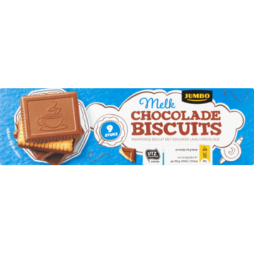 Jumbo Melkchocolade Biscuits 9 Stuks 125 g