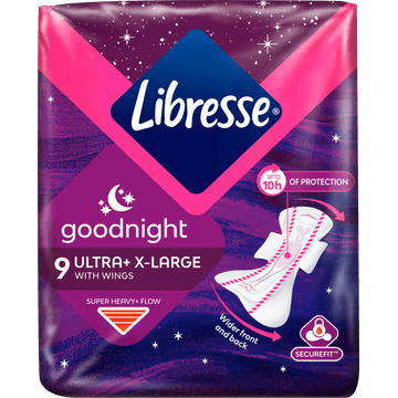 Libresse Ultra Thin Goodnight Extra Wing Maandverband 9 Stuks