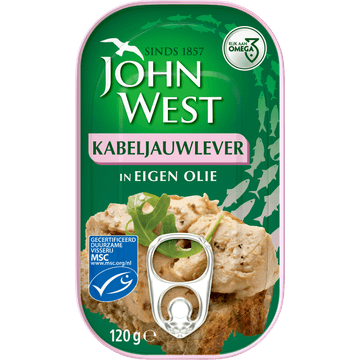 John West Kabeljauwlever in eigen olie MSC 120 gram