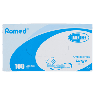 Romed Blue Nitrile Handschoenen Poedervrij L - 100 Stuks