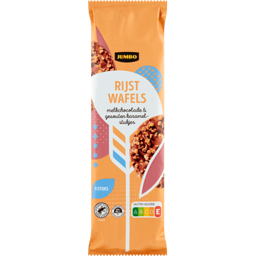 Jumbo Rijstwafels Melkchocolade & Gezouten Karamelstukjes 9 Stuks