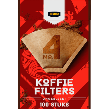 Jumbo Koffiefilters No. 4 Ongebleekt 100 Stuks