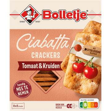 Bolletje Ciabatta Crackers Tomaat & Kruiden 8 x 2 Stuks 190 g