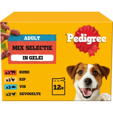 Pedigree Adult Maaltijdzakjes - Mix Selectie in gelei - Hondenvoer - 12 x 100 g
