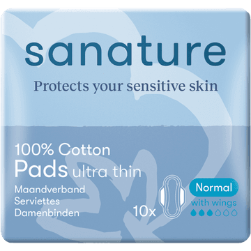 Sanature 100% Katoenen Maandverband Normaal 10 Stuks