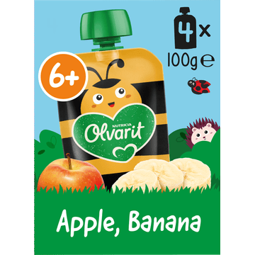 Olvarit Knijpfruit Appel Banaan 6+ Maanden 4 x 100 g
