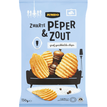 Jumbo Chips Zwarte Peper & Zout Ribbel 150 g