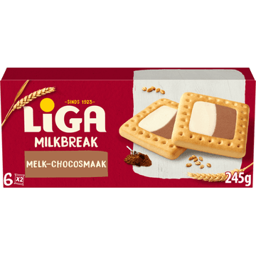 Liga Milkbreak Melk-Chocosmaak 6x2 biscuits 245 g