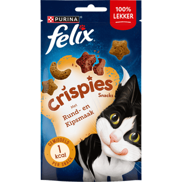 FELIX® Crispies met Rund- & Kipsmaak - Kattensnacks - 45g
