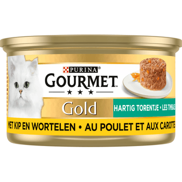 Gourmet Gold Hartig Torentje Kattenvoer nat met Kip en Wortelen