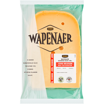 Wapenaer Goudse Kaas Jong Belegen 48+ Voordeelverpakking Plakken ca. 350 g