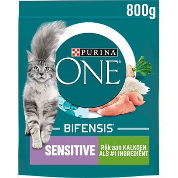 PURINA® ONE Sensitive Rijk aan Kalkoen kattenvoer 800 gr