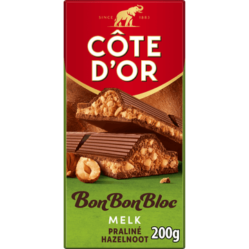 Côte d'Or BonBonBloc Chocoladereep Melk Praliné Hazelnoot 200g
