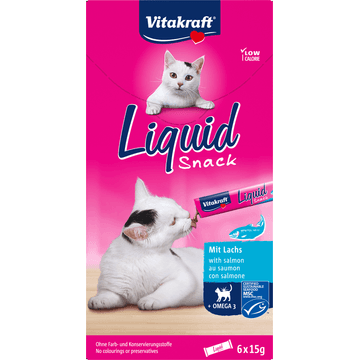 Vitakraft Liquid Snack met Zalm en Omega 3, 6 Stuks