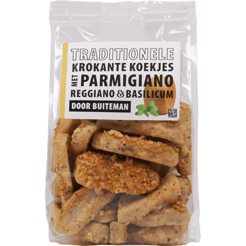 Buiteman Traditionele Krokante Koekjes met Parmigiano Reggiano & Basilicum 100 g