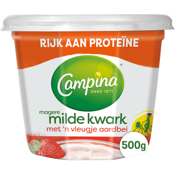 Campina Magere Milde Kwark met 'n Vleugje Aardbei 500 g