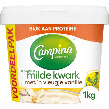 Campina Magere Milde Kwark met 'n Vleugje Vanille Voordeelpak 1 kg