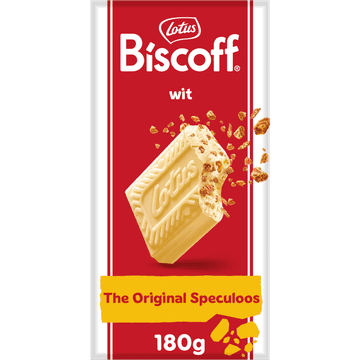 Lotus Biscoff speculoos witte chocoladereep met speculoos stukjes 180 g