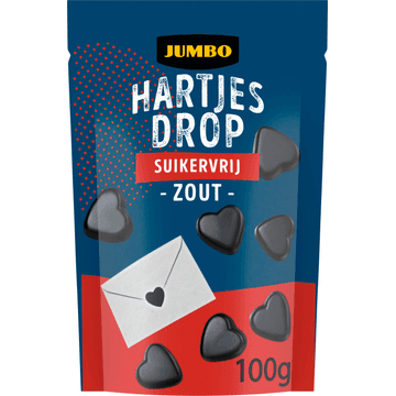 Jumbo Hartjes Drop Suikervrij Zout 100 g
