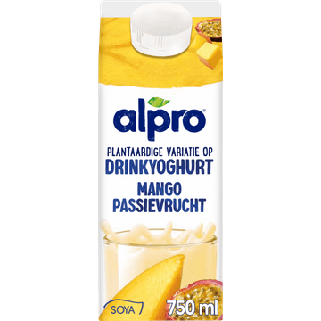 Alpro Plantaardige Variatie Op Drinkyoghurt Mango-Passievrucht Gekoeld 750ml