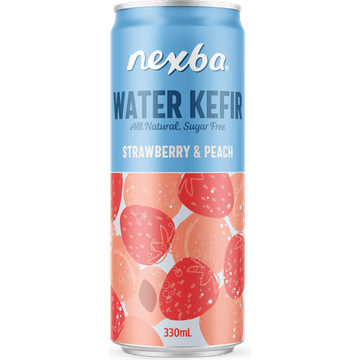 Nexba Water Kefir Aardbei & Perzik - Blik - 330 ML