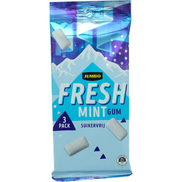 Jumbo Fresh Mint Gum Suikervrij 3 x 16,8 g