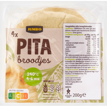 Jumbo Pita Broodjes 4 Stuks