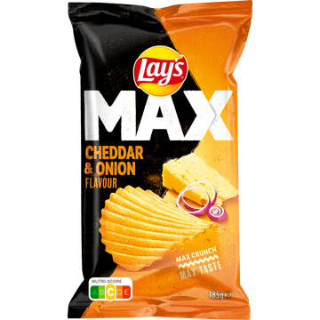 Lay's Max Ribbel Chips Cheddar Kaas & Ui 185 g