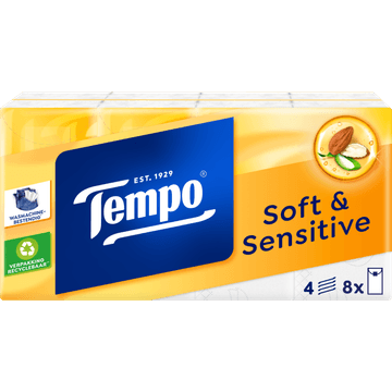 Tempo Soft & Sensitive 8 x 9 Zakdoekjes
