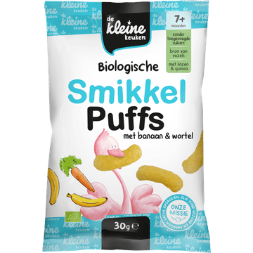 De Kleine Keuken Biologische Smikkel Puffs met Banaan & Wortel 7+ Maanden 30 g