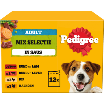 Pedigree Adult Maaltijdzakjes - Mix Selectie in saus - Hondenvoer 12 x 100g