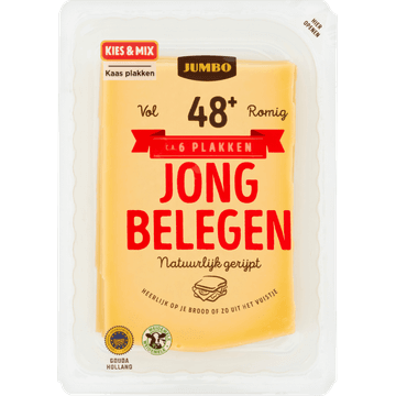 Jumbo Jong Belegen Kaas 48+ Plakken 190 g