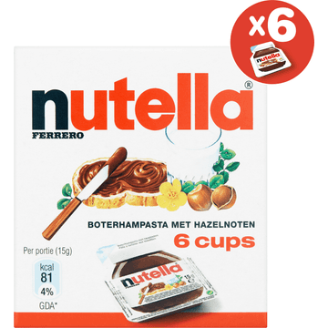 Nutella Hazelnootpasta met Cacao 6 x 15 g