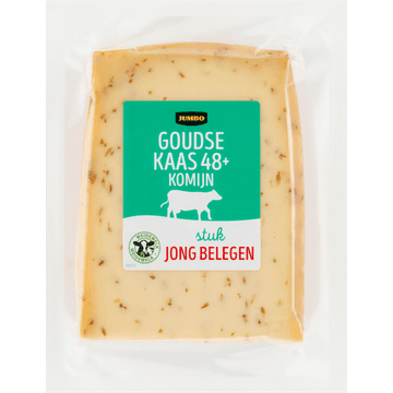 Jumbo Goudse Kaas 48+ Komijn Jong Belegen Stuk 450 g