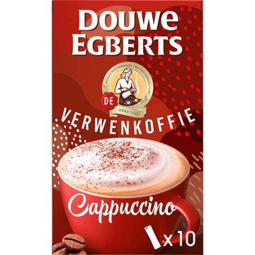 Douwe Egberts Verwenkoffie Cappuccino oploskoffie 10 stuks