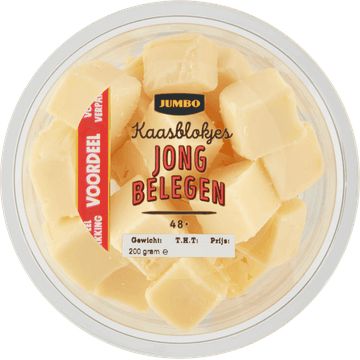 Jumbo Kaasblokjes Jong Belegen 48+ Voordeelverpakking 200 g