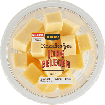 Jumbo Kaasblokjes Jong Belegen 48+ 130 g