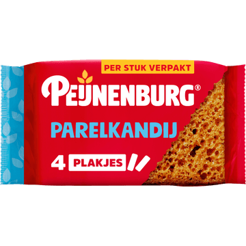 Peijnenburg ontbijtkoek parelkandij 4-pack per stuk verpakt
