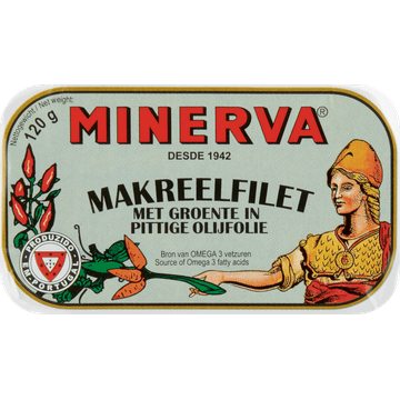 Minerva Makreelfilet met Groente in Pittige Olijfolie 120 g