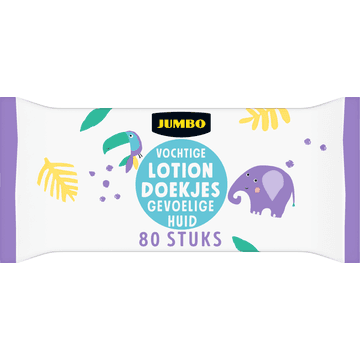 Jumbo Vochtige Lotion Doekjes Gevoelige Huid 80 Stuks