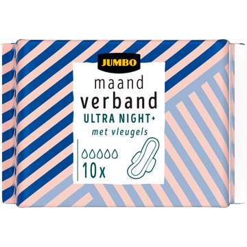 Jumbo Maandverband Ultra Night+ met Vleugels 10 Stuks