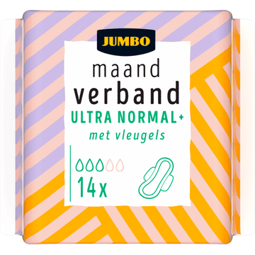 Jumbo Maandverband Ultra Normal+ met Vleugels 14 Stuks