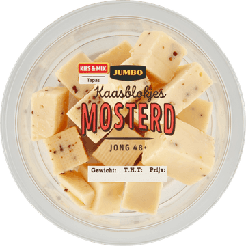 Jumbo Kaasblokjes Mosterd Jong 48+ 100 g