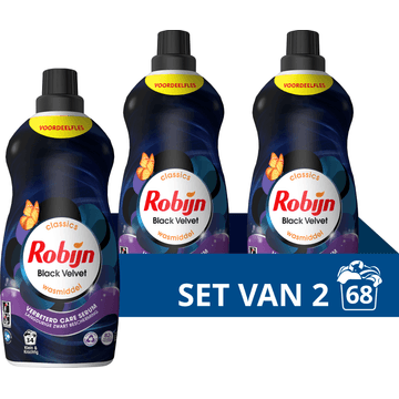 Robijn Klein & Krachtig Classics Vloeibaar Wasmiddel Black Velvet 2 x 34 wasbeurten